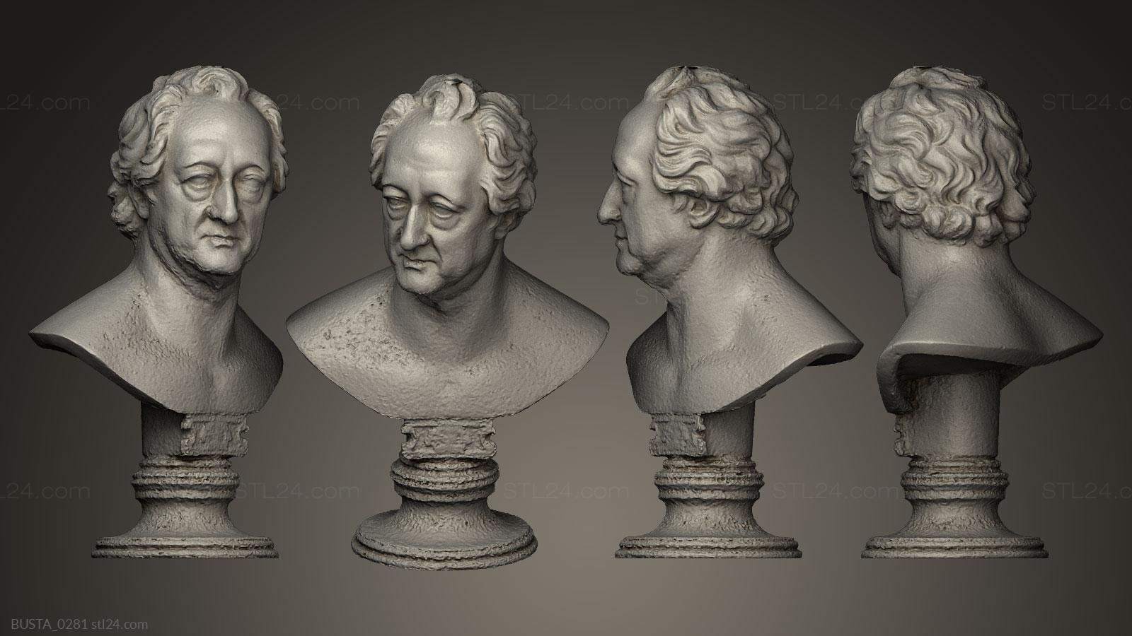 Бюсты и головы античные и исторические (Иоганн Вольфганг фон Гете, BUSTA_0281) 3D модель для ЧПУ станка